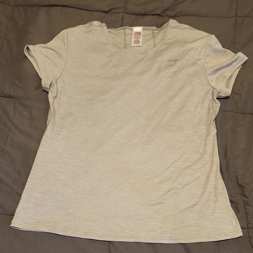Gymshark Fitted Tan and Cream Cuffed Sleeve Tee